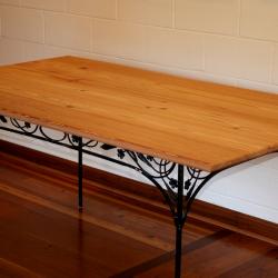 Wood table with iron legs 