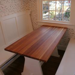 Wood dining booth
